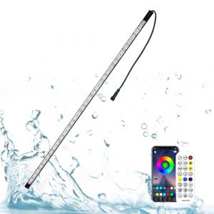 LONGRUNNEW LED Lampe Cascade Aquarium D'éclairage Ip68 étanche Avec Télécommande, Umière De Bassin De Contrôle App 7 Couleurs Pour D'aquarium, Piscine, Cascade Et Décoration De Jardin (58.5 cm) (KAVSI Green, neuf)