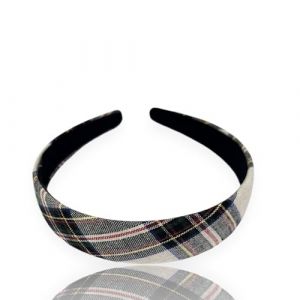 Bottega della Principessa &ndash; Serre-t&ecirc;te fille en tissu tartan &eacute;cossais &ndash; Accessoire cheveux &eacute;l&eacute;gant et confortable avec pochette en organza (Tartan cr&egrave;me et rouge, &Agrave; partir de trois ans) (Bottega della Pricipessa-accessori moda, neuf)