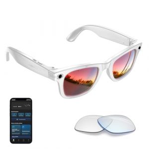 Tulbeys AI Smart Glasses 4K Cam&eacute;ra HD 290 mAh 800 W Lunettes de cam&eacute;ra avec Enregistrement vid&eacute;o, Traduction simultan&eacute;e/Identification d'objet GPT, Verres de Protection UV400 Contre la lumi&egrave;re Bleue (Dinglichuangxin, neuf)