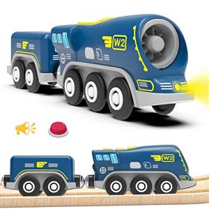 LiRiQi Train de locomotives à Piles, Ensemble de Jouets Magnétique de Train électrique pour Voie Ferrée en Bois Compatible avec Thomas, Brio, Chuggington, Jouet pour Tout-Petits Enfants garçon (StarVision SARL, neuf)