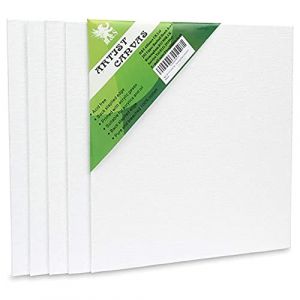 H&S Toile Blanche pour Peinture Acrylique ou Huile - Lot de 5 - Toiles à Peindre avec Chassis en Bois de Pin - Tableau Vierge a Peindre - Format 20cm x 20cm (Tinyyo Europe, neuf)