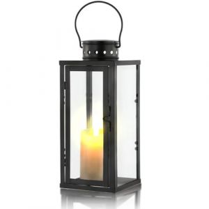 Accmuzzy Lanternes noires pour l'extérieur, en métal et verre, lanterne funéraire cimetière résistante aux intempéries, idéale comme photophore d'extérieur, bougeoir et lanterne décorative pour le (Accmuzzy, neuf)