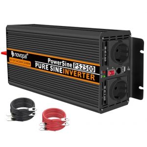 NOVOPAL 2500W Convertisseur Pur Sinus 12V 220V 230V Onduleur Transformateur,2 Prises EU AC,1USB,5M Télécommande,Convient pour Camion, Camping, Voyage,Voitures,Puissance de Pointe 5000W (Novopal Mall, neuf)