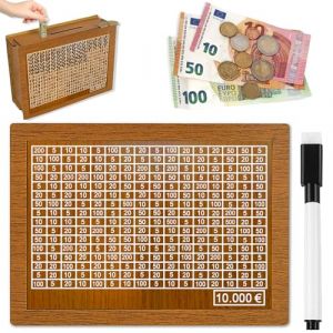 Tirelire en Bois,Numérique Tirelire Réutilisable avec Stylo Effaçable, avec Objectif D'épargne et Chiffres à Cocher Tirelire avec Compteur pour Aider Les Enfants à Commencer à Economiser (lfsd, neuf)