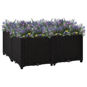 puraday Jardinière de Jardin 80x80x38 cm Noir Polypropylène Lit de Plantation Offre Suffisamment d’Espace Pot de Terrasse Balcon pour Plantes Légumes Herbes Aromates Fleurs (KK Department Store Studio, neuf)