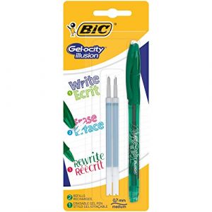 BIC Gel Ocity Illusion 944103 Stylo à bille rétractable 0,3 mm Vert sous blister 1 pièce + 2 recharges (Pierre Philosophale, neuf)