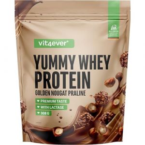 Yummy Whey Prot&eacute;ine Poudre - Praline au nougat - Jusqu'&agrave; 22,5g de prot&eacute;ines par portion - Shake de Prot&eacute;ines Premium avec lactase & petit-lait allemand (908g) (LifeBalance Trading Supplements, neuf)