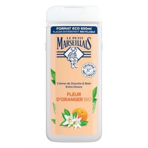 LE PETIT MARSEILLAIS &ndash; Gel Douche Hydratant &agrave; la Fleur d'Oranger Bio, Douceur Nourrissante (650mL) - lot de 3 - Vendu par Lot (March&eacute; Parisien, neuf)