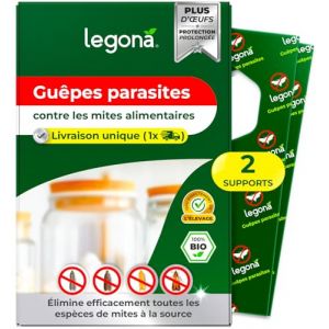 Legona Trichogrammes Anti Mites Alimentaires - 2 Cartes &agrave; 1 Livraison - Anti-Mites Naturel - Puissant Produit Contre Les Mites (Legona-FR, neuf)
