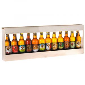 Lot 15 bi&egrave;res Brasserie Gasconha avec Caisse Bois - Coffret degustation biere avec etiquette bouteille personnalisable pour pr&eacute;nom, logo, message&hellip; [ Coffret biere blonde ] (Mabouteille, neuf)