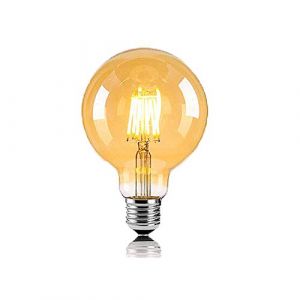 Edison Vintage Ampoule LED E27 Ampoule Globe Ampoule G80 6W Blanc Chaud 2800K équivalente 60W Ampoule Halogène Ampoule Filament Verre Ambre Idéal pour éclairage Nostalgique et Rétro (Lot de 1) (BANGSHUO, neuf)