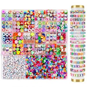 EOPUOZS 2300pcs Perles pour Bracelet, Kit Bracelet Perle, Perles Enfant pour Bijoux, Fruits, Fleurs, Smiley, DIY Artisanat d'art, Cadeaux d'anniversaire pour Enfants 6-12 Ans (ALEXA MAGIE SHOP S.R.L., neuf)