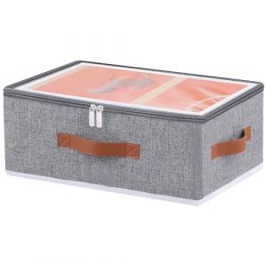 OUTBROS Boîte de Rangement avec Couvercle, Cube Pliable, Convient Pour Couettes, Couvertures, 38 x 26 x 15 cm, Gris, Paquet de 1 (OUTBROS-FR, neuf)