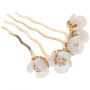 Gogogmee &Eacute;pingle Cheveux Vintage Forme de P&eacute;tale avec Perles Baguette D&eacute;corative Chinoise pour Femmes Accessoire Hanfu Traditionnel pour Mariage et C&eacute;r&eacute;monie (Xiaanmall, neuf)