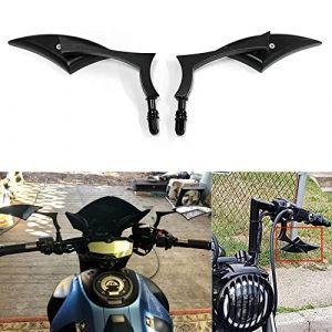Rétroviseur latéral moto M8 8mm, forme de chauve-souris modifiée noir Rétroviseur de moto en aluminium pour XL883 1200 48 Forty Eight Softail Dyna Street Glide (WQ Fashion Mall, neuf)