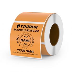 YIKIADA Lot de 500 &Eacute;tiquettes Thermiques Adh&eacute;sives 50 X 50 mm Orange Rouleaux Autocollantes Imperm&eacute;able Amovible Imprimables pour Bureau &Eacute;cole QR Inventaire (YIJIADA, neuf)