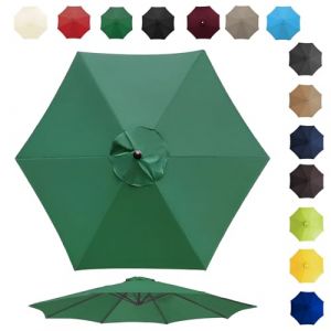 Toile De Rechange Pour Parasol De 200cm 270cm 300cm 6/8 Baleines, Auvent De Rechange Pour Parasol D'extérieur, Polyester Anti Uv 50+, Résistant À La Décoloration(Color:Green,Size:6 ribs-2.7m(8.8ft)) (banshandaoren, neuf)