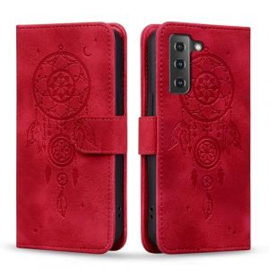 Vaitasy Coque pour Samsung Galaxy S22 Attrape R&ecirc;ves Cuir PU &Eacute;tui avec Magn&eacute;tique Fonction Stand Portefeuille Housse pour Galaxy S22 Rouge Dreamcatcher (WanJunYu Electronic, neuf)