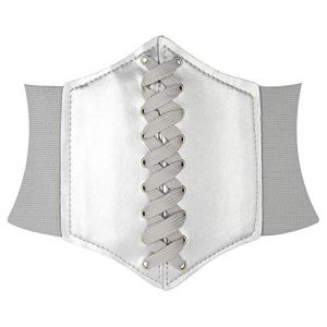 HANERDUN Ceinture Corset pour Femme Cuir Corset &agrave; Lacets Ceinture &Eacute;lastique Ceinture R&eacute;tro Cinch Quatre Tailles - Argent - Taille M (AYOZI, neuf)