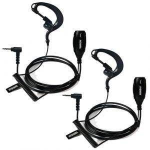 HYSHIKRA Casque Audio 2,5 mm 1 Broche en Forme de G avec Micro Big PTT, Compatible avec Motorola TLKR T60 T62 T81 T80 T82 Extreme Hunter HYT TC-320 Oreillette Radio bidirectionnelle pour s&eacute;curit&eacute; (2) (NARadio, neuf)
