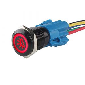 ETOPARS Noir Coque 19mm Interrupteur &agrave; Bascule Rouge LED 12V 3A Bouton Poussoir Voiture M&eacute;tal Interrupteur &eacute;tanche Lumi&egrave;re de Int&eacute;rieur Prise de Courant (Etocars, neuf)
