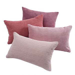 Topfinel Housse Coussin Rose 30x50 Velours Côtelé Super Doux Décoration Chambre Salon Jardin Lot de 4 Housses de Coussin Canape Lit Déco Aesthetic Scandinave (NoledarEU, neuf)