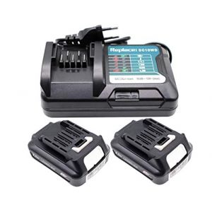 2X BL1021B 2.0Ah Batterie avec 10.8V 12V Chargeur DC10WD DC10SB, pour Makita 12V Akku BL1020B BL1015 BL1016 BL1041B BL1040B 197396-9, HP333DSAP1 MP100DZ DF031D DF0331D TD110D JR103D CP100DZ DF333DSAE (YASI MFG, neuf)