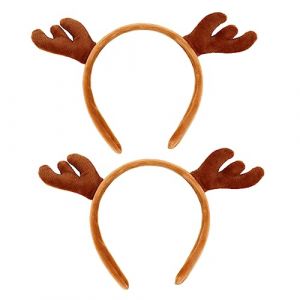 Holibanna Lot De 2 Bandeaux De De Cerf -T&ecirc;tes En Corne De Cerf -T&ecirc;tes De -T&ecirc;tes En Bois De Cerf &Eacute;pingles &Agrave; Cheveux De Tissu Caf&eacute; (Qiysangi, neuf)