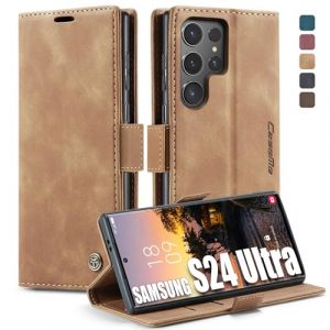 Lxisxcna &Eacute;tui pour Samsung Galaxy S24 Ultra 5G, Support magn&eacute;tique, &eacute;tui en Cuir de Haute qualit&eacute;, &eacute;tui &agrave; Rabat Repliable pour Samsung Galaxy S24 Ultra 5G 6.8 Pouces (Marron) (Lxisx - EU, neuf)