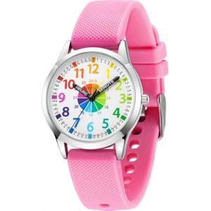 SIMSAM Montre Enfant Garcon, Montre Enfant Fille 4, 5, 6, 7, 8, 9, 10, 11, 12 Ans, Montres Gar&ccedil;ons Fille P&eacute;dagogique, Analogique - Rose (SIMSAM Watch, neuf)