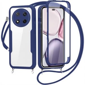 FERLAN Coque avec Cordon pour Honor X9C/Honor X6 Pro, Collier Ajustable,Coque Antichoc Housse avec Protection &eacute;cran, 360&deg; Protection Case Robuste Double Bumper Etui Int&eacute;grale (Bleu) (BiBoDan, neuf)