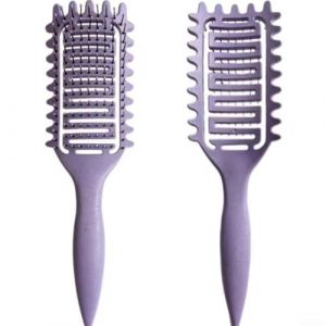 Brosse &agrave; cheveux boucl&eacute;s creux avec design d'a&eacute;ration pour r&eacute;sister &agrave; la chaleur, s&eacute;chage rapide, peigne &agrave; cheveux en paille naturelle antistatique pour cheveux ondul&eacute;s ou boucl&eacute;s, &eacute;cologique (violet (Dixunshop, neuf)