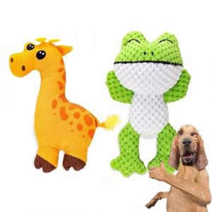 Quikora Pack de 2 Jouets pour Chien en Peluche avec Cerf & Grenouille - Jouets &agrave; M&acirc;cher Doux et R&eacute;sistants pour Chiots, Peluches Anti-Ennui pour Toutes Les Races (Wangjuer, neuf)