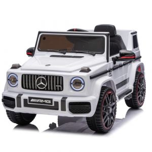 LALAHO Voiture &eacute;lectrique pour Enfants Mercedes G63，V&eacute;hicule Electrique Enfant 3 &agrave; 6 Ans avec T&eacute;l&eacute;commande 2.4G，2 Portes avec MP3 (Blanc) (Sarefun, neuf)