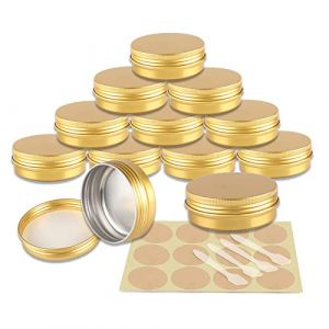 YANCAER 10 Pièces Pots en Aluminium Or de 60ml avec Couvercle - D68mm x H27mm Vide Ronde Cosmétiques Pot Conteneurs de Voyage pour Maquillage, Crème, Baume à Lèvres, Mini Bougies (CaYanear, neuf)
