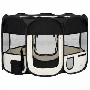 vidaXL Parc Pliable pour Chien avec Sac de Transport Noir 110x110x58 cm Enclos (KOZAK VIVI XP Kft., neuf)