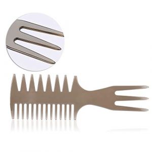 Peigne Fourchette, Defrisage Cheveux, peigne branche large, peigne à fourche pour hommes, dents larges et peigne à fourche, peigne pour hommes pour lisser les moustaches et les coiffures à l'huile (Betued, neuf)