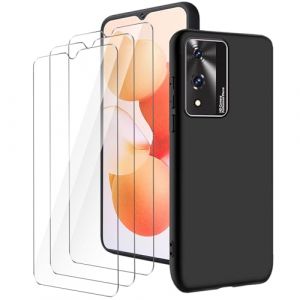 LYZXMY Coque pour Cubot A10(6.56") Noir Housse + 3 x Verre tremp&eacute; Protection &eacute;cran, Souple Silicone &Eacute;tui Protection Bumper TPU T&eacute;l&eacute;phone Case Cover (SLMY, neuf)