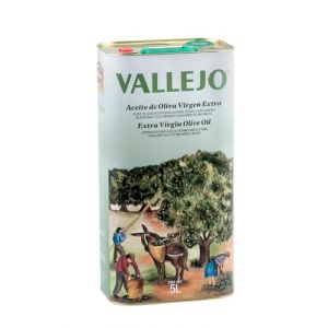Vallejo Huile d&rsquo;Olive Extra Vierge 5L Bidon - 100% Espagnole &ndash; Press&eacute;e &agrave; Froid &agrave; partir d&rsquo;Olives Picual &ndash; Saveur Intense (ACEITES VALLEJO, neuf)