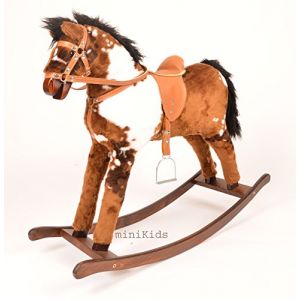 ALANEL Cheval à bascule Indiana Dark, cadre solide en bois massif, fabriqué à la main, L : 105 cm, l : 31 cm, H : 79 cm, pour enfants à partir de 3 ans, unisexe (ALANEL, neuf)