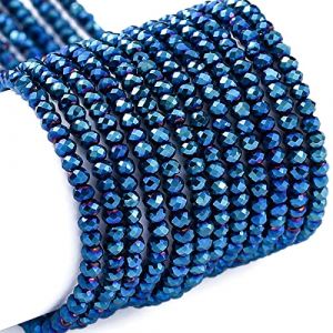 2200 pi&egrave;ces 2 mm Perles rondelles en verre &eacute;lectroplaqu&eacute; bleu - Perles &agrave; facettes enti&egrave;rement plaqu&eacute;es - Perles d&rsquo;espacement en vrac pour collier, bracelet, cr&eacute;ation de bijoux (Bestewelry, neuf)