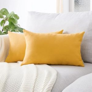 Topfinel Taie d'oreiller 40x60 Lot de 2 Housse Coussin Jaune Moutarde en Chenille Doux Decoration Chambre Ado Maison Salon de Coussin Canap&eacute; Lit Fauteuil de Bureau Scandinave Voiture de Couleur Uni (NoledarEU, neuf)