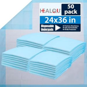 Healqu Alèse Jetable, Lot de 50 60x90 cm - Protège-Matelas Jetable Spécial Incontinence et Fuites Urinaires - Adultes, Enfants, Personnes gées et Animaux - Grand Format, Très Absorbant (MaxMed EU, neuf)