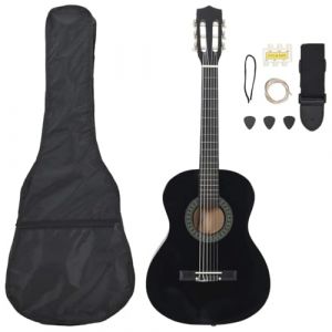 vidaXL Jeu de Guitare Classique pour Débutants 8 pcs Instrument d'Apprentissage de Musique Musical Musicien Amateur Enfants Noir 3/4 36" (vidaXL FR, neuf)