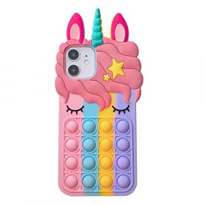 Asgens Bulles Pop Coque pour iPhone 11,Mignon Belle Bande Dessin&eacute;e Licorne Arc-en-Ciel Pop Antichoc Silicone &Eacute;tui Souple pour Apple iPhone 11 6,1 Pouces (TRD Direct, neuf)