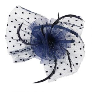 Garneck Chapeau Vintage en R&eacute;sille Bleu Marine Accessoire Cheveux Fleurs en Dentelle Serrage-T&ecirc;te Carnaval et F&ecirc;te 1 Pi&egrave;ce Mariage Halloween et Bals Masqu&eacute;s (Eerstra, neuf)