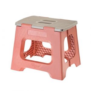 Vigar Compact Tabouret Pliant pour Adultes, 27 cm Marche Pied Pliable, Antid&eacute;rapant Escabeau pour Salle de Bain, Toilette, Jardinage, Kitchen, House, Salon, Bureau, Supporte jusqu'&agrave; 150 kg, Rose (Casa Vigar SL, neuf)