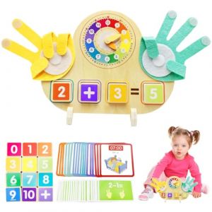 Steemjoey Jouets Montessori Math&eacute;matiques, Jeux de Comptage en Bois, Chiffre d'apprentissage &Eacute;ducatif Pr&eacute;scolaires Apprendre &agrave; Compter, Multifonctionnel Doigts Horloge Enfant Cadeau No&euml;l Anniversaire (O&Uuml; MarkGGx, neuf)