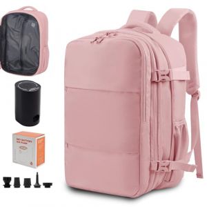 KINGSLONG Sac &agrave; Dos de Voyage: Sac a Dos Sous Vides Sac &agrave; Main pour Avion pour Femmes et Hommes Sac &agrave; Dos Pour Ordinateur Portable 17,3 Pouces Sac de 33L &eacute;tanche Avec Pompe Rose (KINGSLONG, neuf)