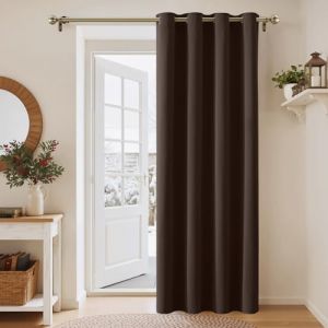 PONY DANCE Rideau Salon - Rideaux et Draperies Occultant &agrave; Oeillets de Fen&ecirc;tre Panneau Isolation Thermique pour des Travailleurs de Nuit, Largeur 132 x Hauteur 210cm, 1 PC, Marron (RYB HOME EU, neuf)